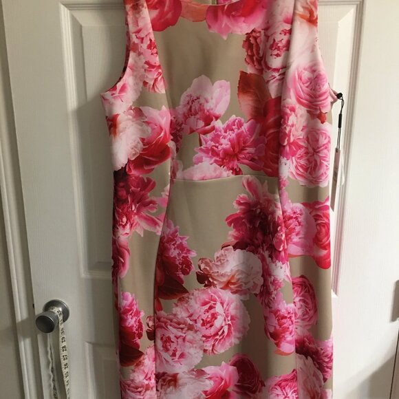 Calvin Klein Scuba Floral Knee Length Dress - Large 40 bust DB1 Brand New - Picture 11 of 11